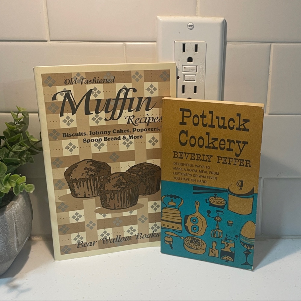 Vintage Cookbook Set—Old Fashioned Muffin Recipes and Potluck Cookery